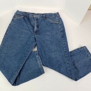 Lands‎ End Jeans Mens 38x27 Square Rigger Red Plaid Flannel Lined Medium Wash